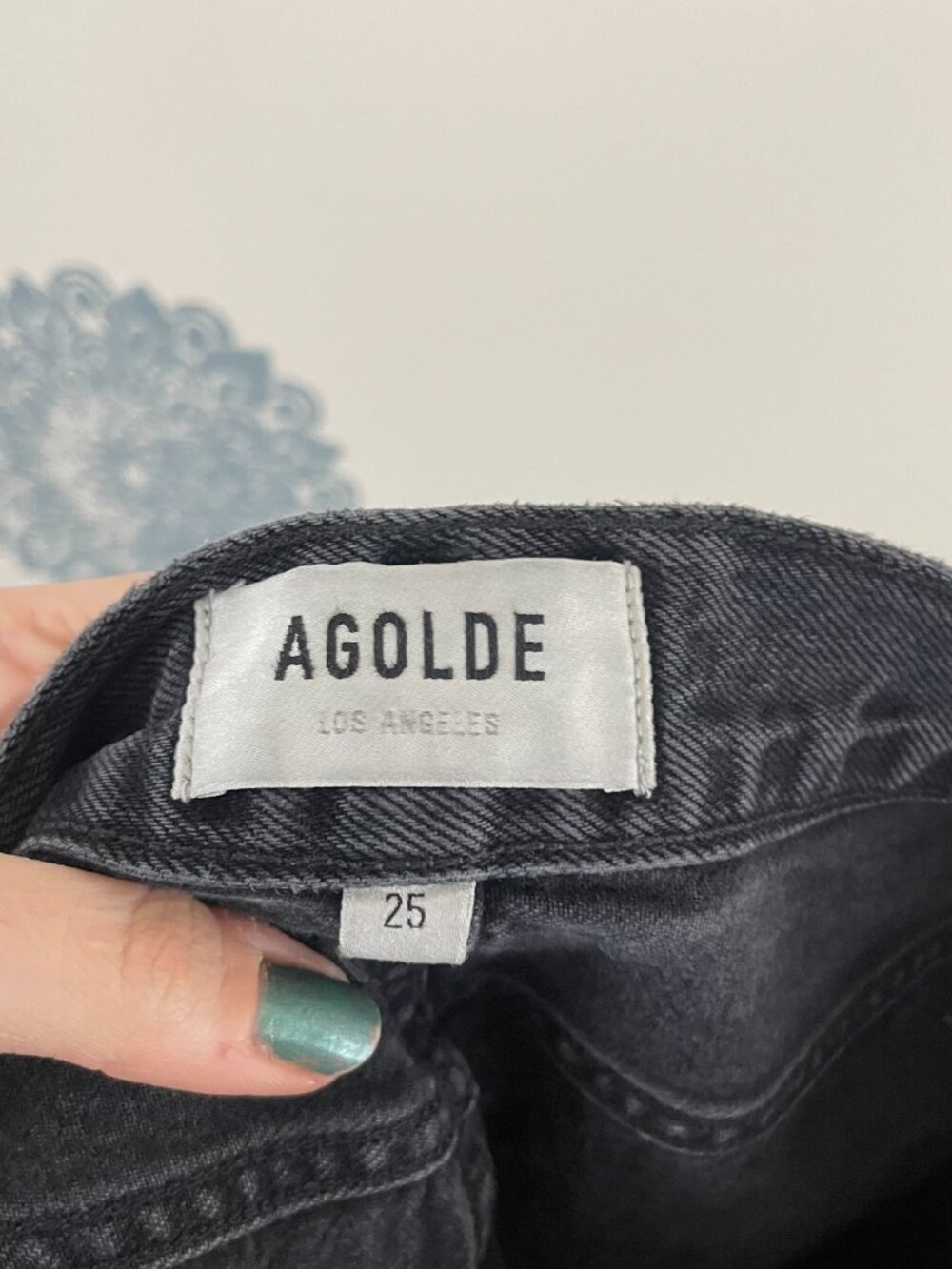 Agolde Lennox Culotte High Rise Rigid Denim Shorts in Photogram Black Size 25 - Picture 3 of 5